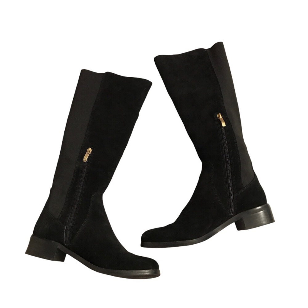 ***SOLD!***EUC Vince Camuto Vacilla suede black gold button riding boots 7 - Picture 4 of 7